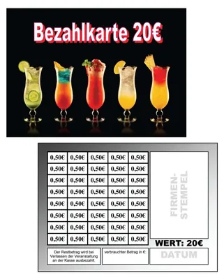 Produktbild von 800 Abstreichkarten Verzehrkarten Wertmarken Guthabenkarten 20 Euro Bezahlkarten 800VC20