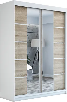 Produktbild von Schwebetürenschrank Kleiderschrank ERO  160 cm Schrank Garderobe Spiegel.Verschiedene Farben (Weiß, Schwarz, Somona). Möbel vom Hersteller!
