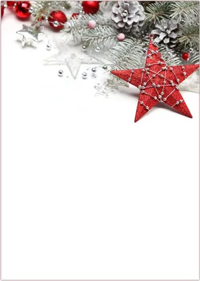Produktbild von Motiv Briefpapier (Weihnachten-5053, DIN A4, 100 Blatt). Einseitig bedrucktes Briefpapier, einwandfrei beschreibbar, für alle Drucker/Kopierer geeignet, Motivpapier mit rotem Stern Weihnachtskugeln, Tannenzapfen und Tannenzweigen