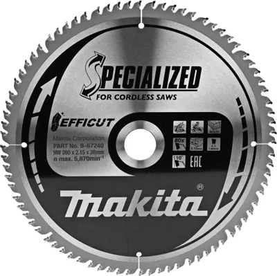 Zdjęcie produktu dla Piły do cięcia i ukosowania Makita EFFICUT 260 x 30 mm - 80 zębów