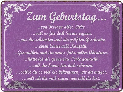 Produktbild von vianmo Blechschild 30x40 cm zum Geburtstag alles Liebe Spruch Zitat