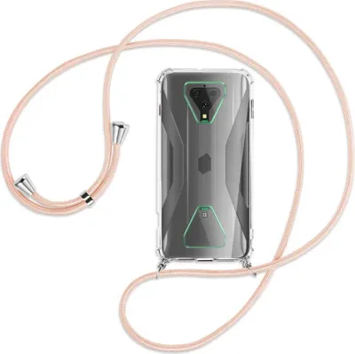 Produktbild von Handykette Backcover-Schutzhülle mit Band (Metall silberfarben) für Xiaomi Black Shark 3 - rose peach