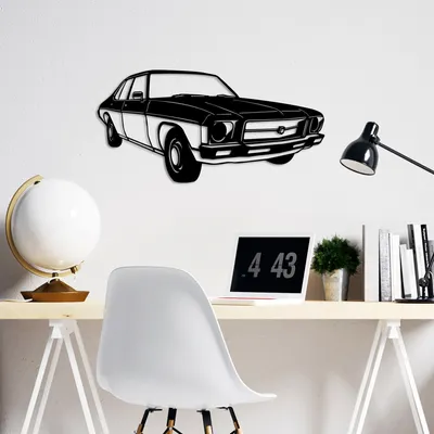 Produktbild von Wallity, Vintage Sedan Holden Kingswood, Dekoratives Wandaccessoire aus Metall, Schwarz, 100 % METALL, 60 x 30 cm