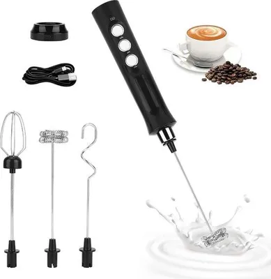 Zdjęcie produktu dla Elektryczny spieniacz do mleka z ładowaniem USB, 3-stopniowy, ręczny spieniacz, urządzenie do przygotowywania kawy i latte, urządzenie do przygotowywania cappuccino i gorącego kakao