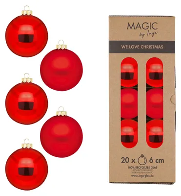 Produktbild von Inge‘s Christmas Decor 12002P620, Kugel-Weihnachtsschmuck, Rot, 60 mm, 20 Stück(e)
