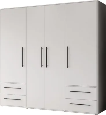 Produktbild von Kleiderschrank Drehtürenschrank weiß 206 cm 4 Türen - MOKKARIS - Die Möbelfundgrube