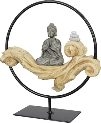Produktbild von GILDE Standrelief, rund, "Buddha", Buddhamotiv, Kunstharz, naturfarben, , L. 8 cm, B. 21,5 cm, H. 25 cm 37441