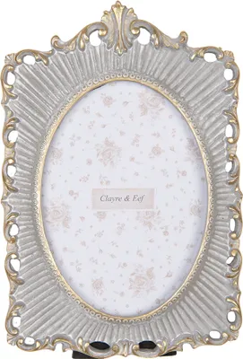 Produktbild von Clayre & Eef Bilderrahmen 13x18 cm Grau Goldfarbig Kunststoff