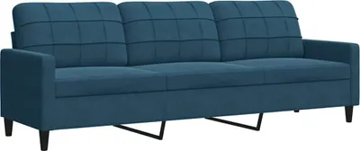 Zdjęcie produktu dla vidaXL 3-osobowa sofa niebieska 210 cm aksamitna