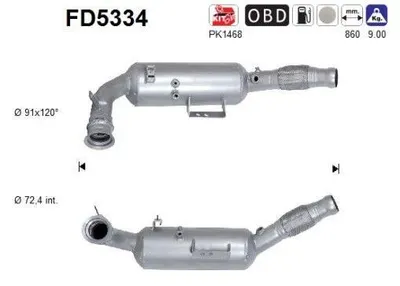 Produktbild von AS FD5334 Dieselpartikelfilter Rußpartikelfilter DPF passend für MERCEDES-BENZ SPRINTER 3,5-t Kasten (906) Abgasanlage Diesel