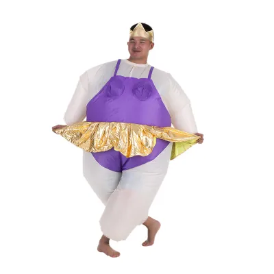 A person wearing an inflatable ballerina costume.