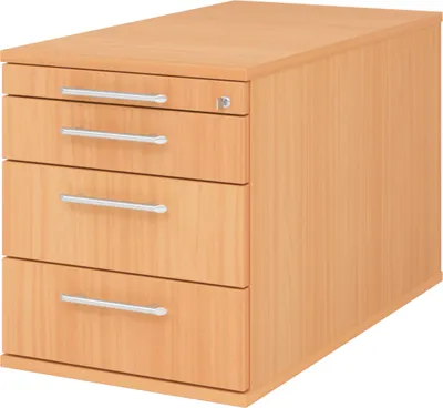 Produktbild von bümö office Rollcontainer - mit 3 Schubladen - Griff: Relinggriff (Kunststoff), Nachbildung: Buche