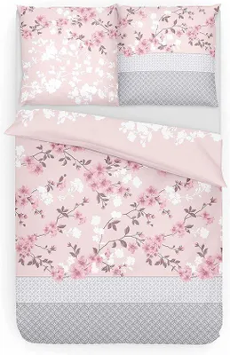 Produktbild von Famanu Bettwäsche 135 x 200 cm, rosa, Blumenmuster - 100% Baumwolle