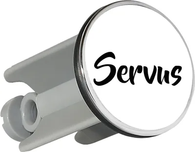 Produktbild von Huuraa Waschbeckenstöpsel Servus Schriftzug 4cm höhenverstellbar Abflussstopfen Geschenkidee