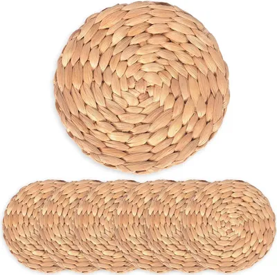 Obrázek produktu pro Sada 6 podtácků ručně vyrobených z vodního hyacintu (kulaté)