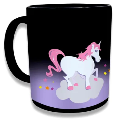 Produktbild von Einhorn Tasse mit Farbwechsel - Kaffeetasse in Schwarz und Lila