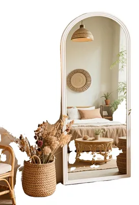 Immagine prodotto di Specchio da parete, con cornice in legno, dimensioni 160 x 50 cm, forma ad arco, supporto regolabile, vetro senza distorsioni