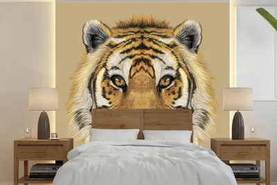 Produktbild von MuchoWow® Fototapete für Wohnzimmer oder Schlafzimmer Wandtapete Vinyl Motivtapete Tiger - Jungtier - Tiere - 350x350 cm - Schlafzimmertapete
