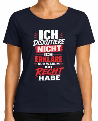 Imagen del producto de Camiseta para mujer con el texto: "No discuto, solo explico", color azul marino, talla L
