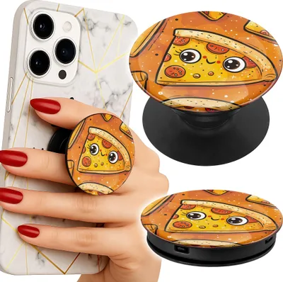 Obrázek produktu pro Drzak na telefon Popsocket na prst / stojanek - SŁODKA UŚMIECHNIĘTA PIZZA