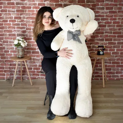 Produktbild von XXL Riesen Teddybär 130 cm – Großes Plüschtier Kuscheltier Weich mit Schleife – Imposantes Geschenk für Freundin, Kinder & Geburtstag
