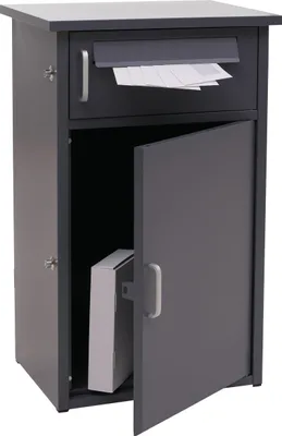 Productafbeelding van Paketkasten HWC-O51, pakketbox, pakketstation, brievenbus met 2 compartimenten, staal, 78x49x38 cm, donkergrijs