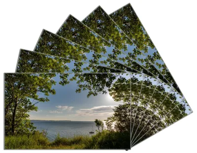 Produktbild von Wallario Frühstücksbrettchen 6er Set aus Glas, je 14 x 23 cm, mit rutschfesten Füßen, Motiv Blick aufs Wasser