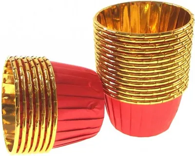 Produktbild von Rot-goldene Muffinförmchen, 50 Stk.