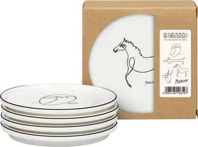 Image de Könitz Assiette set de 4 pièces Picasso, assiette à dessert, assiette à déjeuner, New Bone, blanc, 1159592770