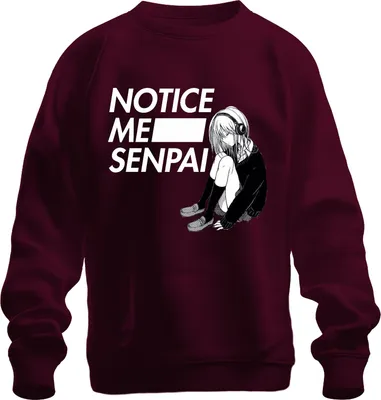 Produktbild von NOTICE ME SENPAI Anime Manga Mädchen Kopfhörer Kawaii Otaku Japan Uni Sweatshirt Pullover, Burgundy, M
