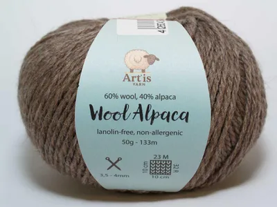 Zdjęcie produktu dla Wool Alpaca Art'is Yarn 60% wełna, 40% alpaka, bez lanoliny i hipoalergiczna (50 g/133 m) (518 taupe)
