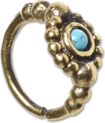 Produktbild von viva-adorno 1,0mm Nasenring Messing Nasenpiercing Piercing Hoop Ring Vintage Antik Gold verschiedene Designs Z516,D3