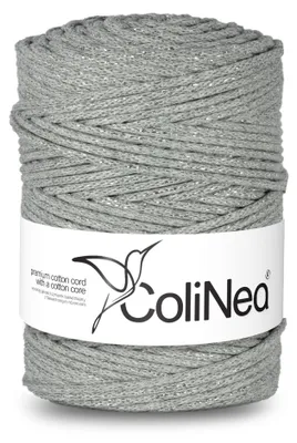 Produktbild von ColiNea Makramee-Garn Baumwolle 3mm geflochten mit silbernem Faden