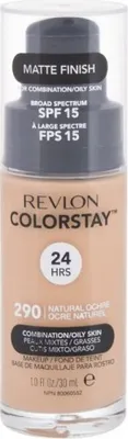Zdjęcie produktu dla Revlon ColorStay Longwear Makeup for Combination/Oily Skin SPF15, Buteleczka z pompką, Płynny, Skóra mieszana, Skóra tłusta, Odcień deep skin, Odcień medium skin, Natural Ochre, Matowy