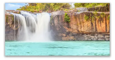 Produktbild von Glasbilder 120x60 Wandbild Druck auf Glas Wasserfall See Landschaft