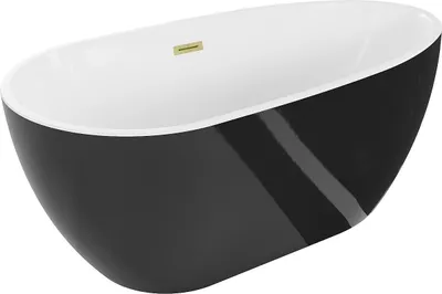 Produktbild von Mexen Eos freistehende Badewanne 150 x 75 cm, weiß/schwarz, gebürsteter goldener Überlauf - 52471507575-55
