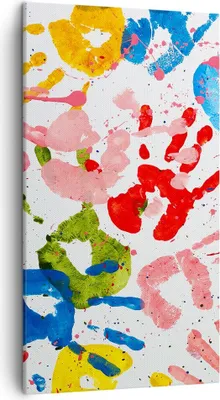 Produktbild von Bild auf Leinwand - Leinwandbild - Drucke Hände Komposition mehrfarbig - 45x80cm - Wand Bild - Wanddeko - Leinwanddruck - Bilder - Kunstdruck - Leinwand bilder - Wandkunst - PA45x80-2876
