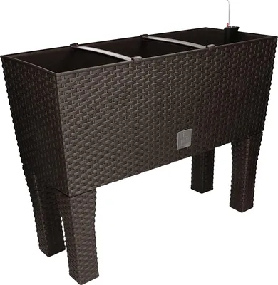Produktbild von KOTARBAU® Blumenkasten 60x25x25cm mit Füssen und Bewässerungseinlage Umbra Rattan Imitation