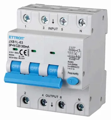 Immagine prodotto di ETTROIT interruttore Magnetotermico Differenziale 3P+N 20A 300mA 380V-6KA JX262063