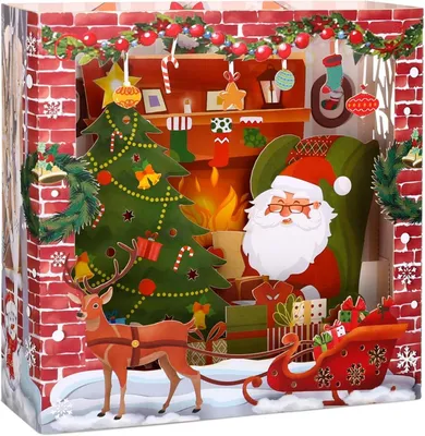 Produktbild von 3D Weihnachtskarten Pop Up Karten Set 14 Stück Nikolaus 15x15 cm Umschlag