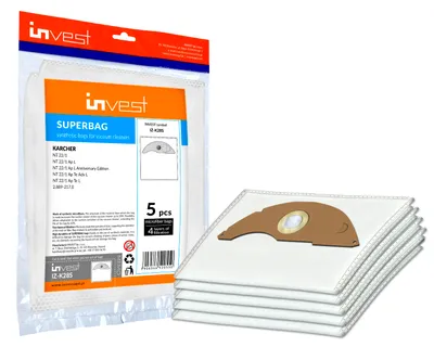 Produktbild von 5x Staubsaugerbeutel kompatibel mit Kärcher: NT 22/1, NT 22/1 Ap L, NT 22/1 Ap L Anniversary Edition, NT 22/1 Ap Te Adv L; Alternativ zu 2.889-217.0