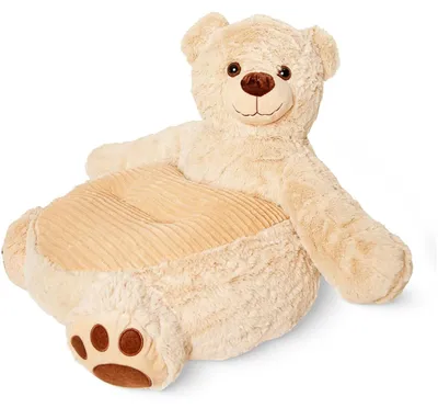 Produktbild von Plüsch-Sitzkissen mit Polyesterfüllung und Wirbelsäulenstütze im Teddybär- oder Panda-Design