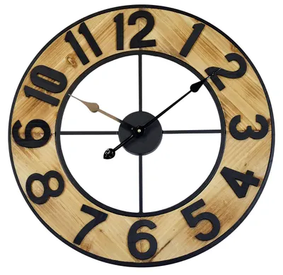 Wanduhr XXL 60 cm, Retro-Holzoptik, Quarz, analog