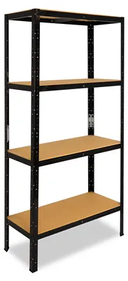 Produktbild von shelfplaza BLACK 230x100x60 cm Schwerlastregal in schwarz mit 4 Böden und 175 kg Traglast pro Boden