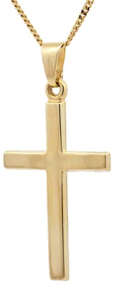 Produktbild von Gold Anhänger Kreuz mit Goldkette massiv 585 - 14 Karat Gold 36 cm