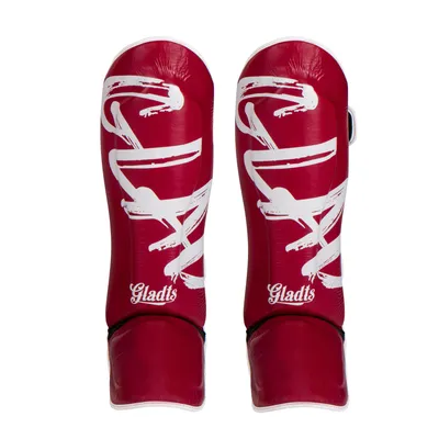Produktbild von Gladts Gladion Scheenbeschermers – Bordeaux/Weiß – Größe L – Premium Kickbox‑ & Muay Thai‑Schienbeinschutz für Herren, Damen & Kinder