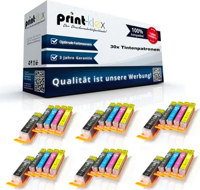 Produktbild von 30x Kompatible Tintenpatronen für Canon PixmaTS8051 PixmaTS8052 PixmaTS8053 PixmaTS9000Series PGI 570 CLI 571 Pigment Black Black Cyan Magenta Yellow - Easy Quantum Serie