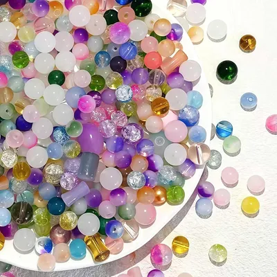 Imagen del producto de Esferas de vidrio de colores, redondas, 500 unidades, para la fabricación de joyería