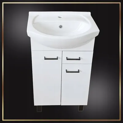 Produktbild von Stamar | Badezimmerschrank mit Waschbecken - 50 cm Lack - Weiße - Schwarz - Klick-Klack Armatur