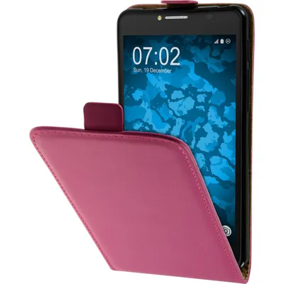 Produktbild von PhoneNatic Kunst-Lederhülle kompatibel mit Alcatel POP 4s - Flip-Case pink + 2 Schutzfolien